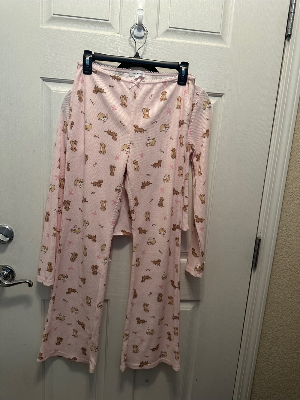 Pink Rose Light Pink Puppy Pajama Set Crop Top Size M - Picture 7 of 8